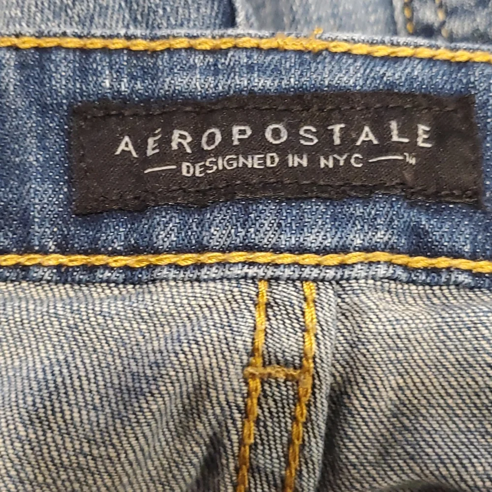 Aeropostale midi distressed denim blue jean shorts women size 10